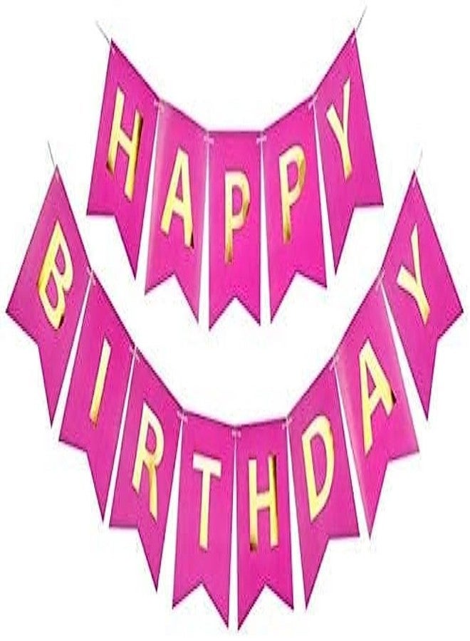 LUDALY Happy Birthday Letters Paper Banner (Hot Pink) - Image 1